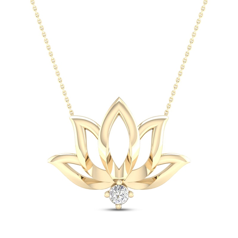 By Women For Women Diamond Lotus Necklace 1/20 ct tw 10K Yellow Gold 18"