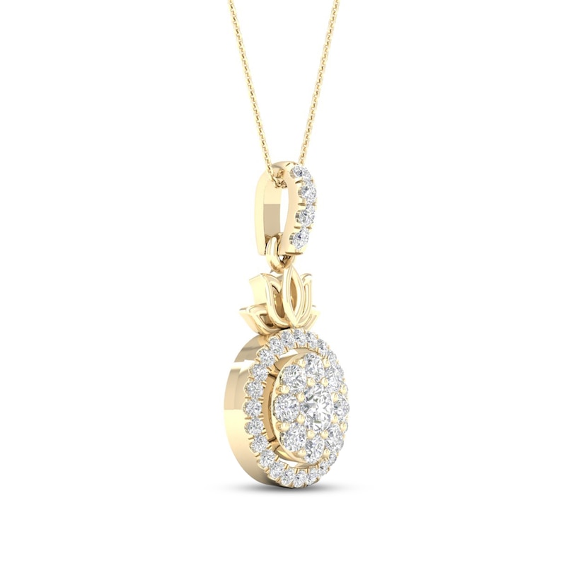 By Women For Women Diamond Lotus Necklace 1/3 ct tw Round-cut 10K Yellow Gold 18"