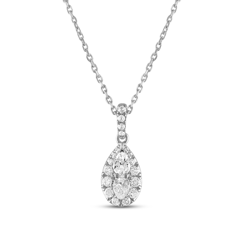 Main Image 1 of Forever Connected Diamond Necklace 1/4 ct tw Pear & Round-cut 10K White Gold 18&quot;