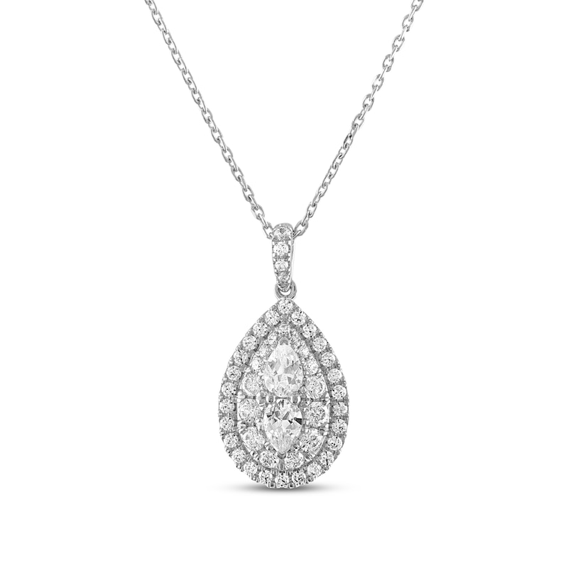 Forever Connected Diamond Necklace 1 ct tw Pear & Round-cut 10K White Gold 18" with 360