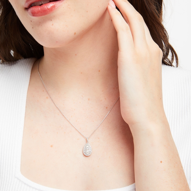 Main Image 3 of Forever Connected Diamond Necklace 1 ct tw Pear & Round-cut 10K White Gold 18&quot;