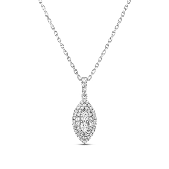 Forever Connected Diamond Necklace 1/2 ct tw Pear & Round-cut 10K White ...