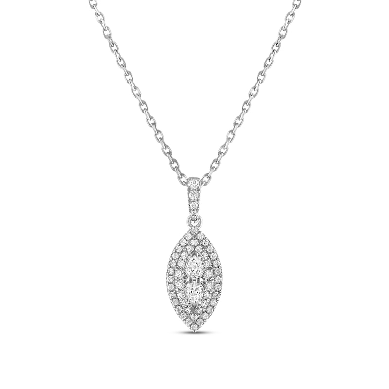 Forever Connected Diamond Necklace 1/2 ct tw Pear & Round-cut 10K White Gold 18" with 360