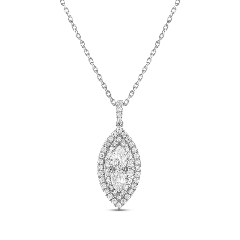 Forever Connected Diamond Necklace 1 ct tw Pear & Round-cut 10K White ...