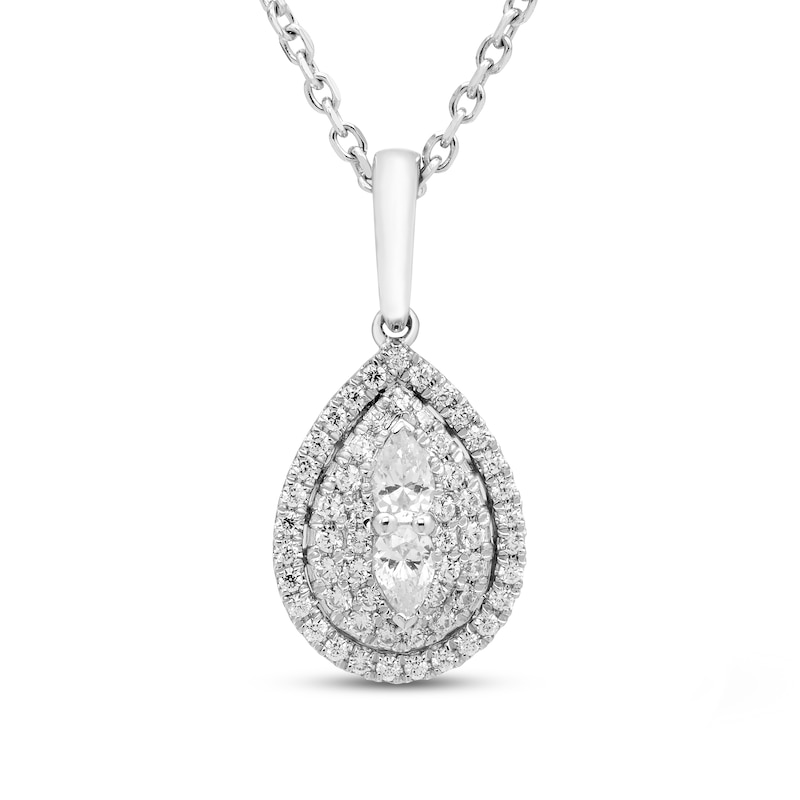 Main Image 1 of Forever Connected Diamond Necklace 1/5 ct tw Pear & Round-cut Sterling Silver 18&quot;
