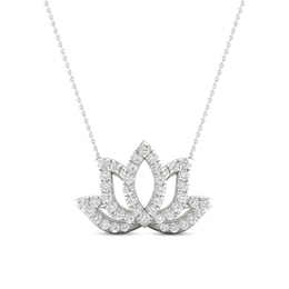 By Women For Women Diamond Lotus Necklace 1/10 ct tw Round-cut Sterling Silver 18&quot;