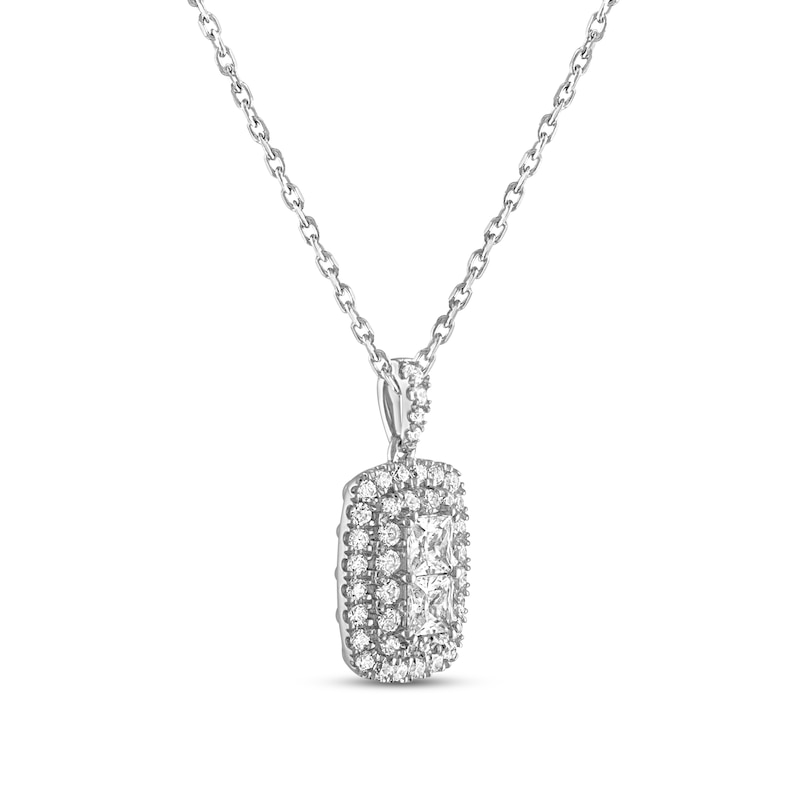 Main Image 2 of Forever Connected Diamond Necklace 1 ct tw Round & Princess-cut 10K White Gold 18&quot;