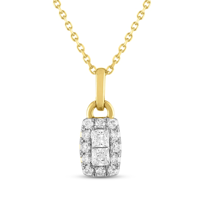 Forever Connected Diamond Necklace 1/3 ct tw Round & Princess-cut 10K Yellow Gold 18" with 360