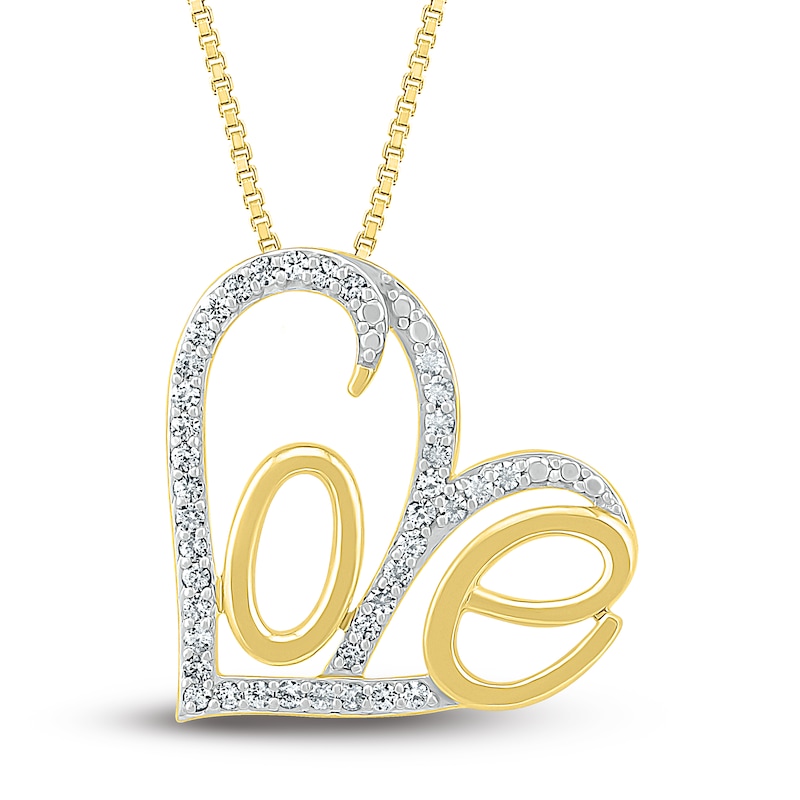 Diamond Love Necklace 1/6 ct tw Round-cut 10K Yellow Gold 18"