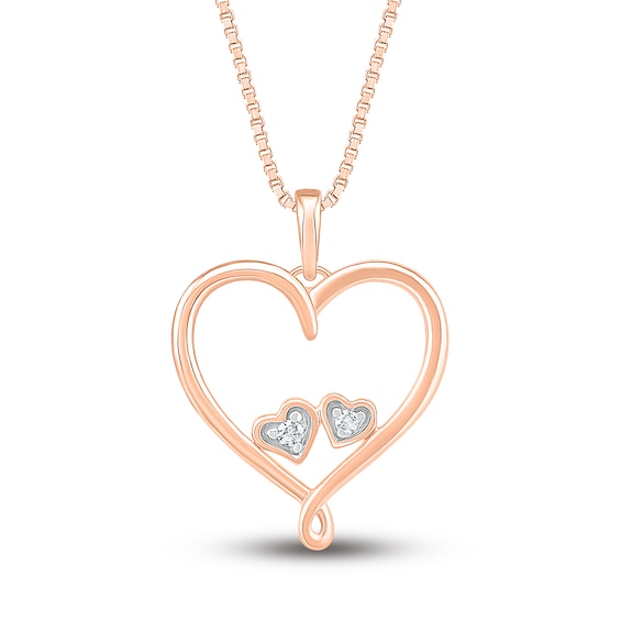 Diamond Heart Necklace 10K Rose Gold 18"