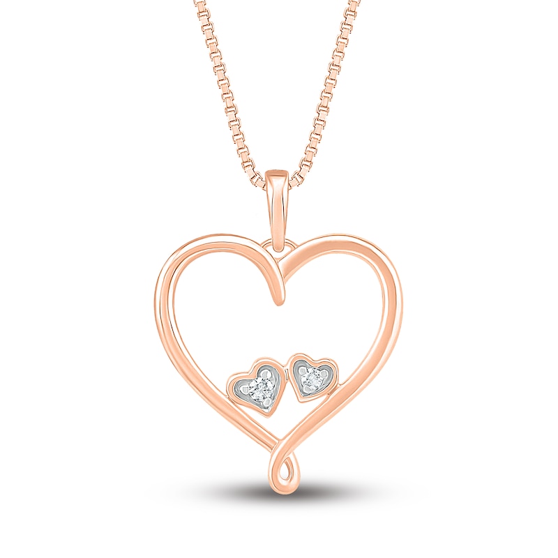 Main Image 1 of Diamond Heart Necklace 10K Rose Gold 18&quot;