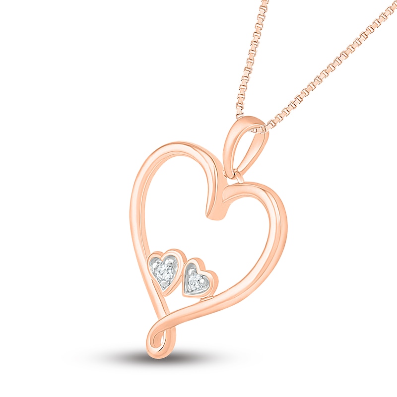 Main Image 2 of Diamond Heart Necklace 10K Rose Gold 18&quot;