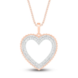 Diamond Heart Necklace 1/5 ct tw Round-cut 10K Rose Gold 18&quot;