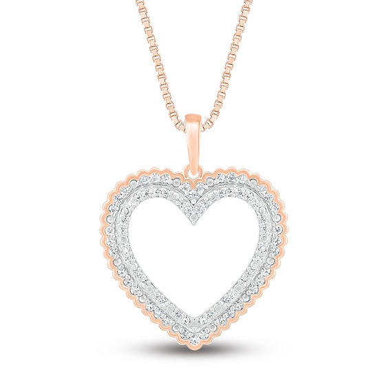 Diamond Heart Necklace 1/5 ct tw Round-cut 10K Rose Gold 18"