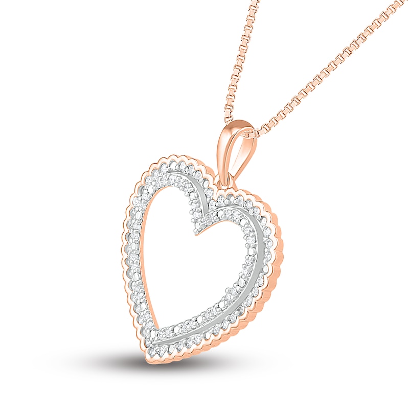 Main Image 2 of Diamond Heart Necklace 1/5 ct tw Round-cut 10K Rose Gold 18&quot;