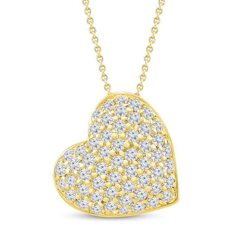 Main Image 1 of Diamond Heart Necklace 1/4 ct tw Round-cut 10K Yellow Gold 18&quot;