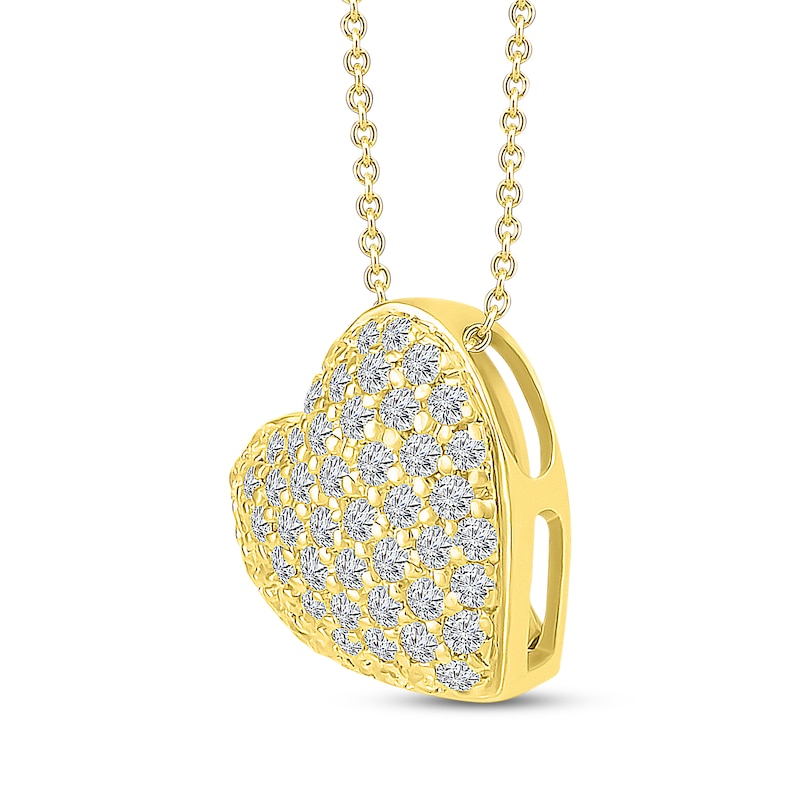 Main Image 2 of Diamond Heart Necklace 1/4 ct tw Round-cut 10K Yellow Gold 18&quot;