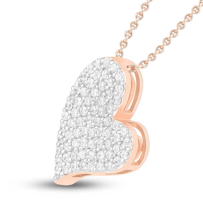 Diamond Heart Necklace 1/3 ct tw Round-cut 10K Rose Gold 18"