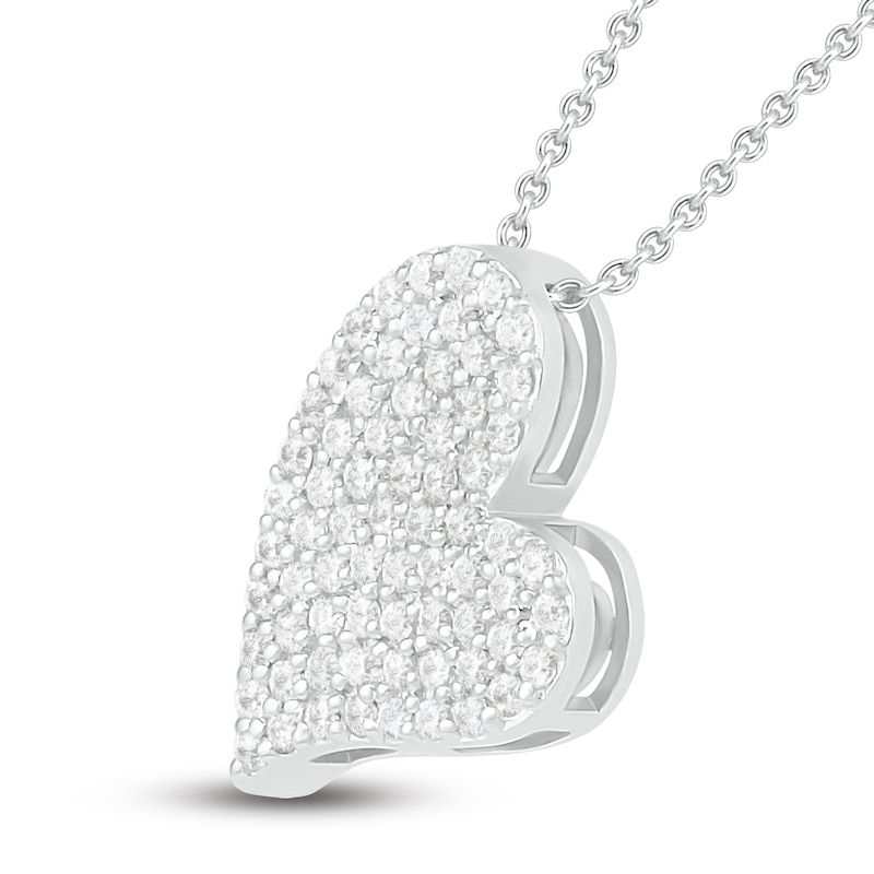 Main Image 2 of Diamond Heart Necklace 1/3 ct tw Round-cut 10K White Gold 18&quot;