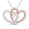 Thumbnail Image 0 of Two as One Diamond Heart Necklace 1/4 ct tw Round-Cut 10K Two-Tone Gold 18"