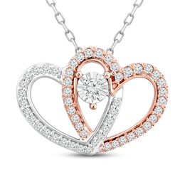 Diamond Heart Necklace 1/4 ct tw Round-Cut 10K Two-Tone Gold 18"