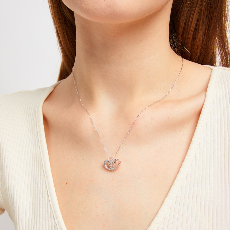 Main Image 2 of Diamond Heart Necklace 1/4 ct tw Round-Cut 10K Two-Tone Gold 18&quot;
