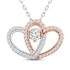 Thumbnail Image 0 of Two as One Diamond Heart Necklace 1/2 ct tw Round-Cut 10K Two-Tone Gold 18"