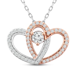 Diamond Heart Necklace 1/2 ct tw Round-Cut 10K Two-Tone Gold 18"