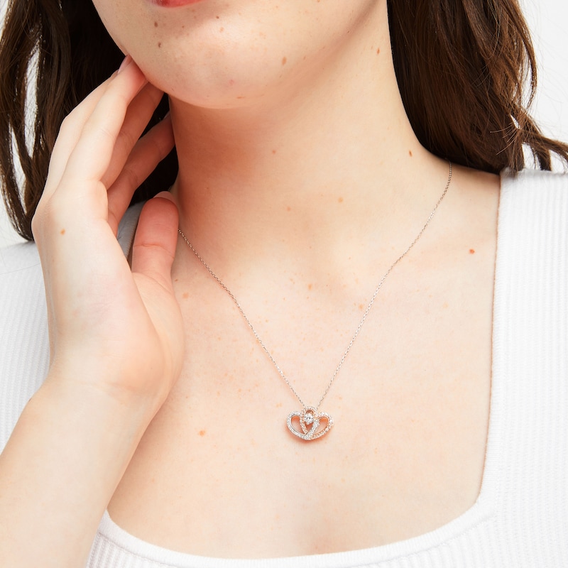 Main Image 2 of Diamond Heart Necklace 1/2 ct tw Round-Cut 10K Two-Tone Gold 18&quot;