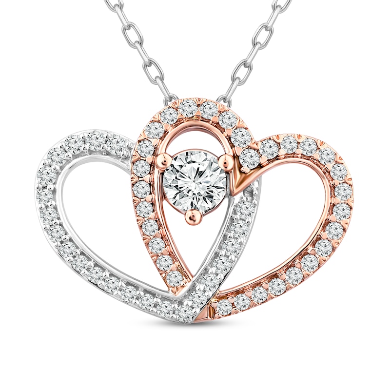 Main Image 1 of Diamond Heart Necklace 3/4 ct tw Round-Cut 10K Two-Tone Gold 18&quot;