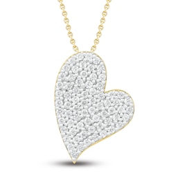 Diamond Heart Necklace 1/3 ct tw Round-cut 10K Yellow Gold 18"