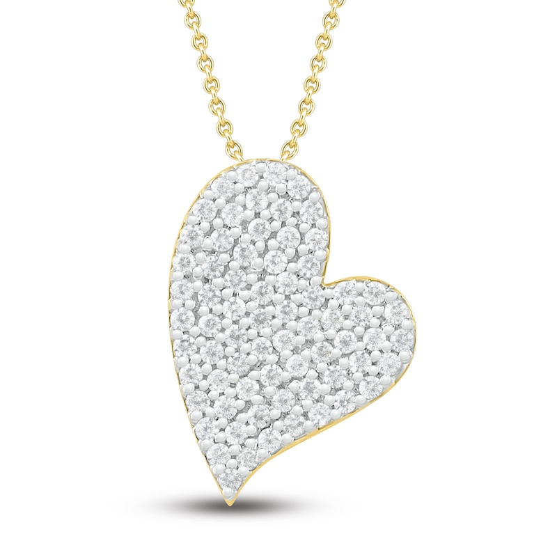 Diamond Heart Necklace 1/3 ct tw Round-cut 10K Yellow Gold 18"
