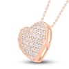 Thumbnail Image 2 of Diamond Pave Heart Necklace 1/4 ct tw Round-cut 10K Rose Gold 18&quot;