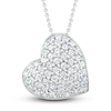 Diamond Pave Heart Necklace 1/4 ct tw Round-cut 10K White Gold 18"