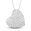 Thumbnail Image 1 of Diamond Pave Heart Necklace 1/4 ct tw Round-cut 10K White Gold 18&quot;