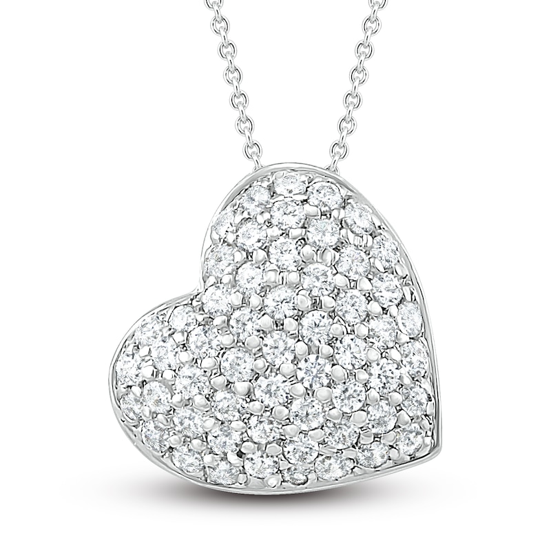 Main Image 1 of Diamond Pave Heart Necklace 1/4 ct tw Round-cut 10K White Gold 18&quot;