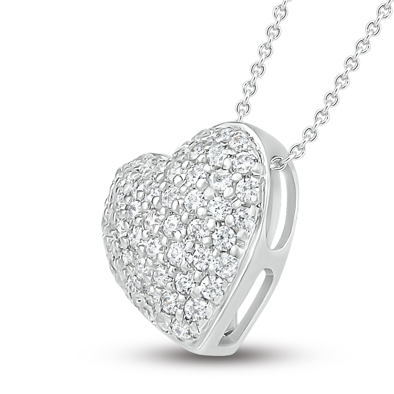 Main Image 2 of Diamond Pave Heart Necklace 1/4 ct tw Round-cut 10K White Gold 18&quot;