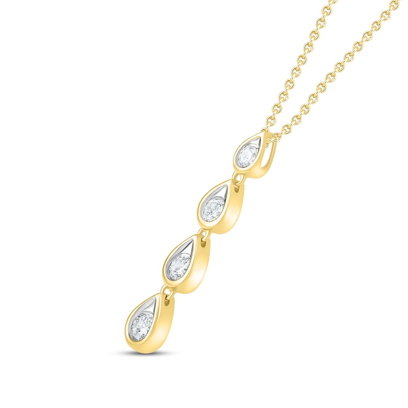 Diamond Teardrop Necklace 3/8 ct tw Round-cut 10K Yellow Gold 18"