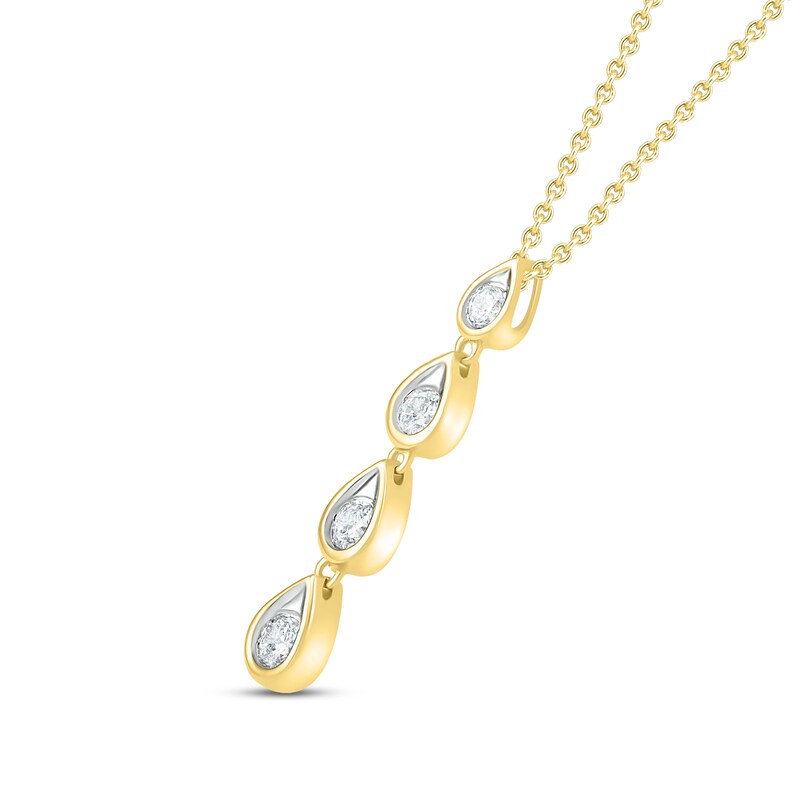 Diamond Teardrop Necklace 3/8 ct tw Round-cut 10K Yellow Gold 18"