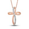 Thumbnail Image 0 of Diamond Cross Necklace 1/10 ct tw Round-cut 10K Rose Gold 18"
