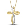 Thumbnail Image 0 of Diamond Cross Necklace 1/10 ct tw Round-cut 10K Yellow Gold 18"
