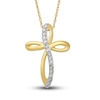 Thumbnail Image 1 of Diamond Cross Necklace 1/10 ct tw Round-cut 10K Yellow Gold 18&quot;