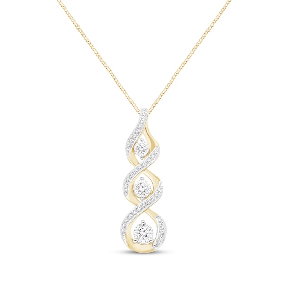 Memories Moments Magic Diamond Twist Necklace 1/5 ct tw Round-Cut 10K Yellow Gold 18"