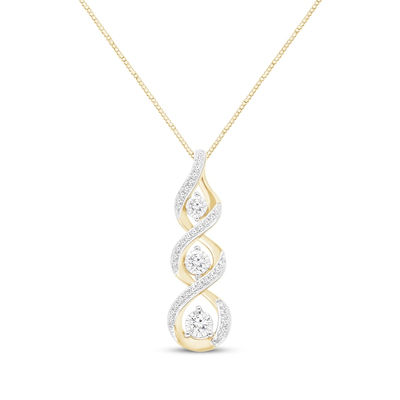 Diamond Twist Necklace 1/5 ct tw Round-Cut 10K Yellow Gold 18"