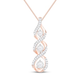 Memories Moments Magic Diamond Twist Necklace 1/5 ct tw Round-Cut 10K Rose Gold 18"