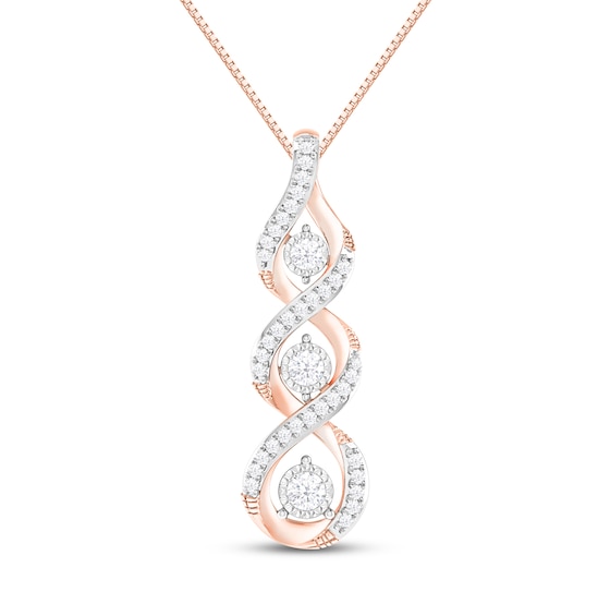 Memories Moments Magic Diamond Twist Necklace 1/5 ct tw Round-Cut 10K Rose Gold 18"