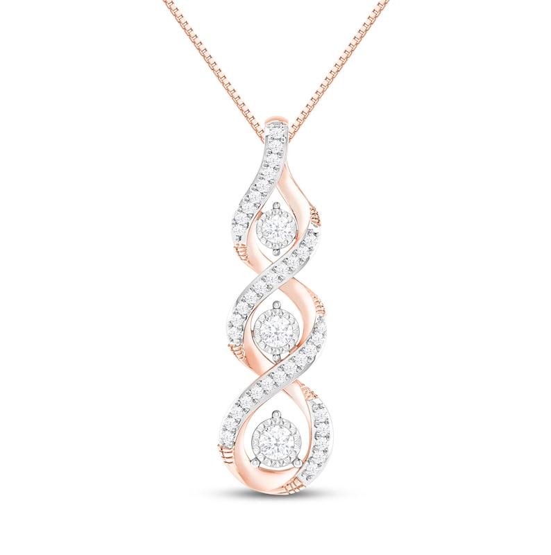 Main Image 1 of Memories Moments Magic Diamond Twist Necklace 1/5 ct tw Round-Cut 10K Rose Gold 18&quot;