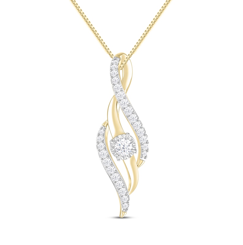 Diamond Journey Necklace 1/3 ct tw Round-Cut 10K Yellow Gold 18"