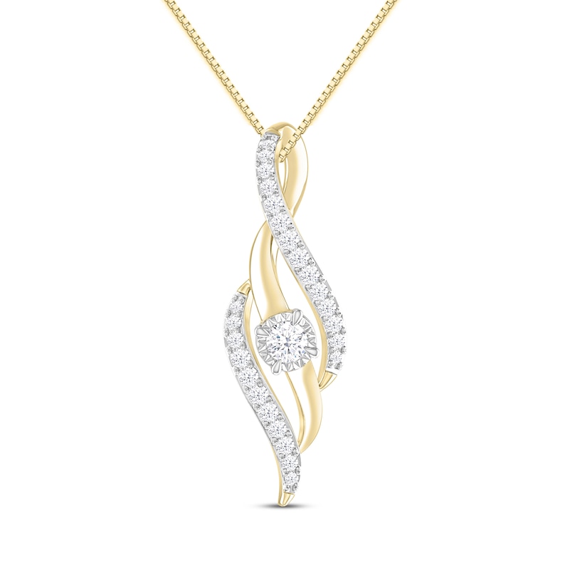 Main Image 1 of Diamond Journey Necklace 1/3 ct tw Round-Cut 10K Yellow Gold 18&quot;