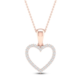 Diamond Heart Necklace 1/10 ct tw Round-Cut 10K Rose Gold 18"